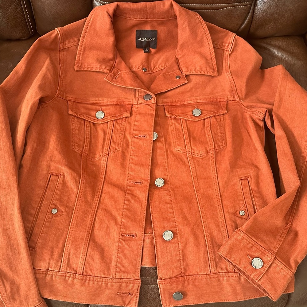 Liverpool Los Angeles Women's Orange Jean Jacket Size Small